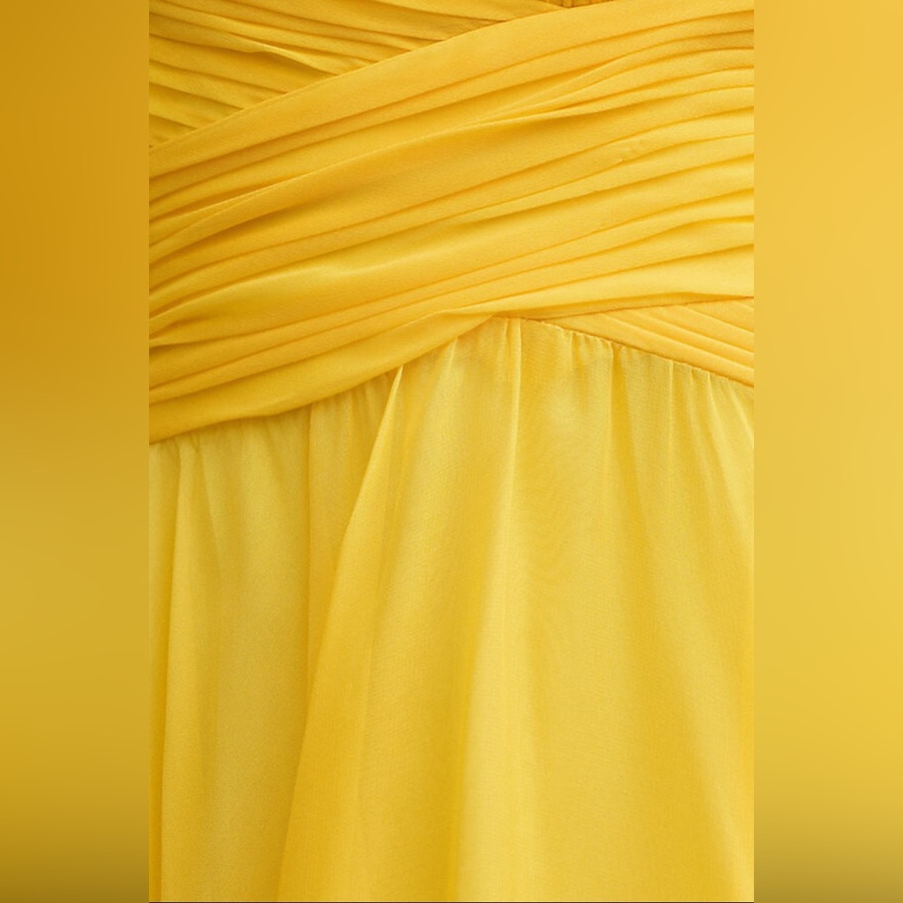 NWT Mac Duggal 67911 Neon Yellow Ruffle Tiered Cut-Out Chiffon Gown Size 4 - Picture 5 of 9